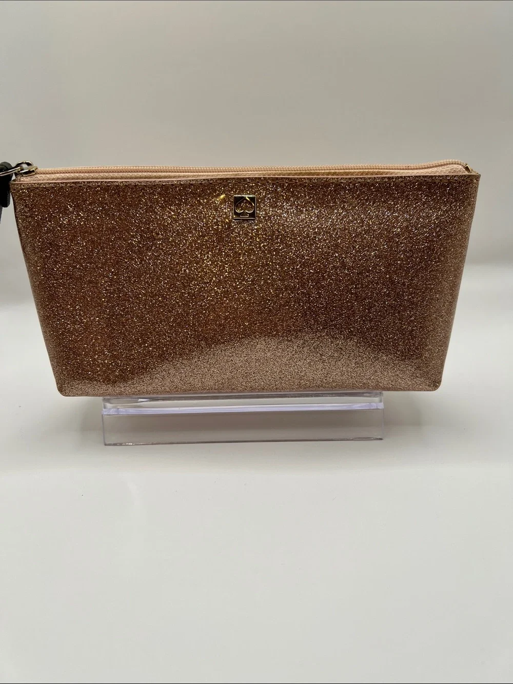 kate spade rose gold glitter cosmetic pouch